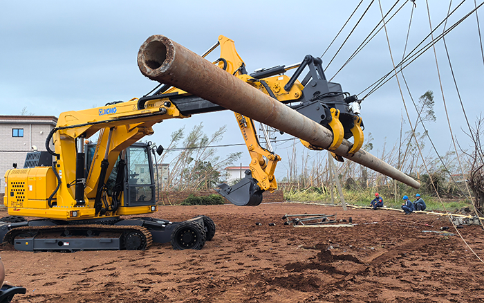 “摩羯”来袭，星空官网开挖立杆一体机跑赢时间助力抗灾复电抢修