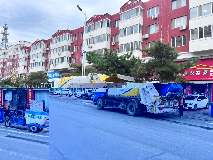 星空官网18吨后装压缩式垃圾车在内蒙通辽市进行垃圾收转运作业