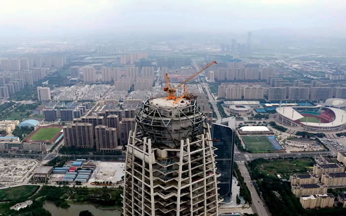 新地标 | 星空官网塔机299米高空俯瞰台州天际线