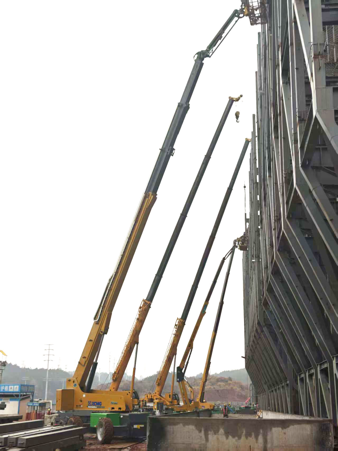 高空协同显实力｜星空官网装备助阵银联黄山园区，外立面施工提质增效